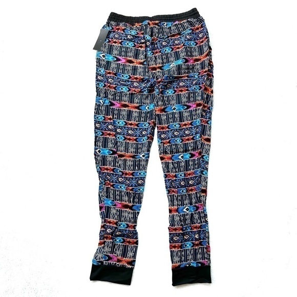 Multicolor Abstract Print Lightweight Rayon Pants Size L - Picture 6 of 10